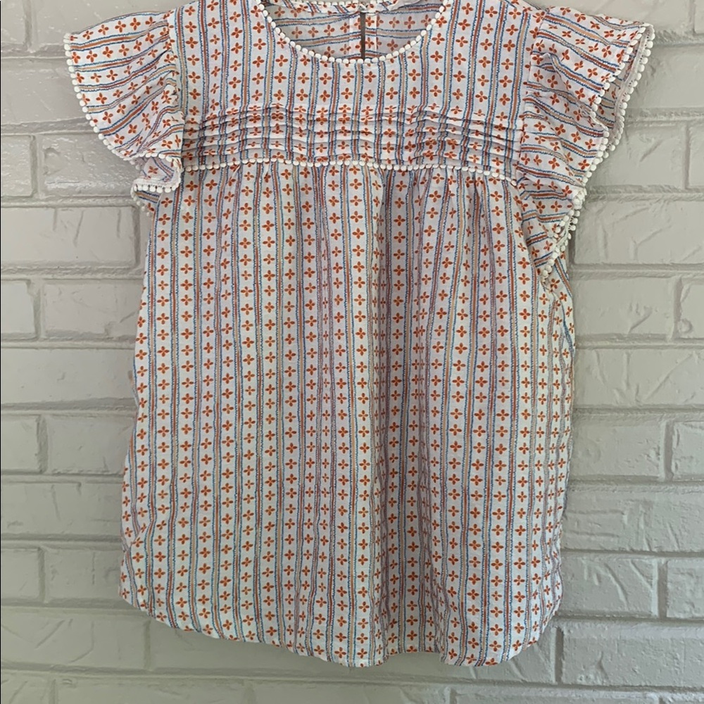 Floral Striped Ruffle Sleeve Top